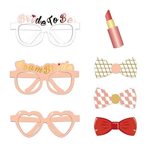 Konsait Boda Photo Booth Props, Oro Rosa DIY Photo Booth Atrezzo Favorecer photocall Accesorios Gafas Coronas para Despedida de Soltera Boda Decoracion, 23Pcs