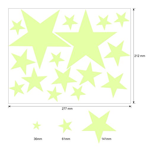 Konsait Luminoso Pegatinas de Pared, 435pcs Puntos Luna y Estrellas Adhesivos Decorativo de Pared Fluorescentes Decoración de la habitación para Chico Niña Bebé, Casa Interior Mural