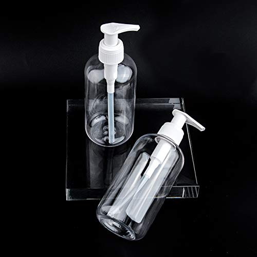 KONUNUS 2 botellas vacías recargables de 250 ml, dispensador de botellas de plástico transparente para jabón líquido, loción helada