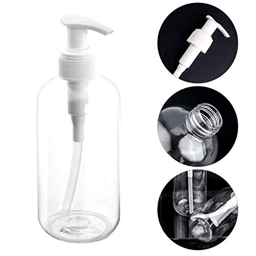 KONUNUS 2 botellas vacías recargables de 250 ml, dispensador de botellas de plástico transparente para jabón líquido, loción helada