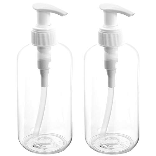 KONUNUS 2 botellas vacías recargables de 250 ml, dispensador de botellas de plástico transparente para jabón líquido, loción helada