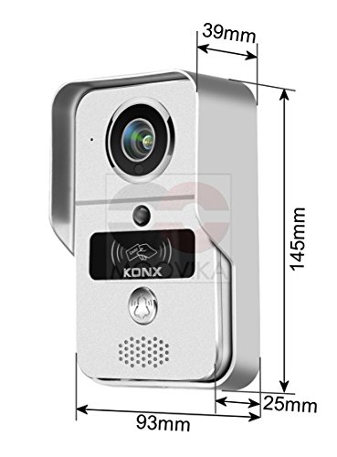 KONX® kw02C - Interfono de portero con vídeo & campanilla (720P IP + WiFi + relé de puerta + placa RFID + Full Duplex)