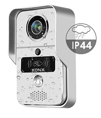 KONX® kw02C - Interfono de portero con vídeo & campanilla (720P IP + WiFi + relé de puerta + placa RFID + Full Duplex)