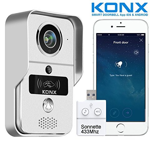 KONX® kw02C - Interfono de portero con vídeo & campanilla (720P IP + WiFi + relé de puerta + placa RFID + Full Duplex)