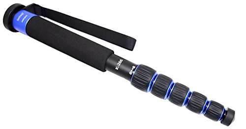 Koolehaoda Monopod de 6 secciones,   Palillo portable del monopod de la aleación de aluminio de la fotografía portable compacta, Max. Cargue 10kg / 22lbs, El tamaño plegable es solamente 38CM (azul)