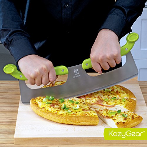 KozyGear - Cortador de pizza de acero inoxidable de 35,5 cm, cuchilla para pizza/cortador de mezzaluna