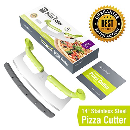 KozyGear - Cortador de pizza de acero inoxidable de 35,5 cm, cuchilla para pizza/cortador de mezzaluna