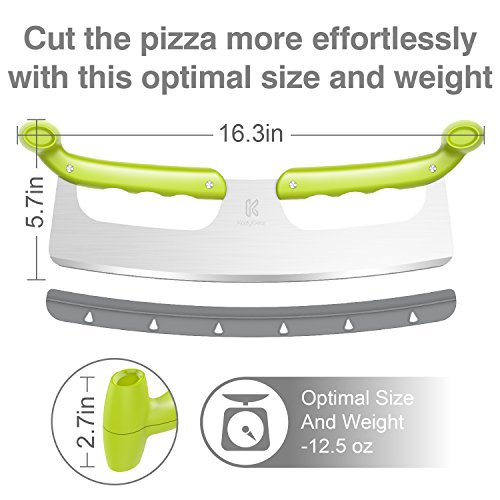 KozyGear - Cortador de pizza de acero inoxidable de 35,5 cm, cuchilla para pizza/cortador de mezzaluna