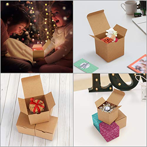 Kraft Cajas de Regalo (Pack de 50) - 7,6 x 7,6 x 7,6cm Cajas Regalo Kraft Marrón- Caja Presentación para Regalos en Fiestas, Bodas, Damas de Honor, Galletas, Dulces, Magdalenas