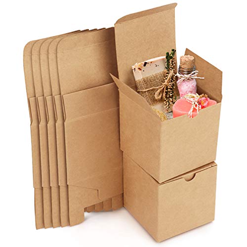 Kraft Cajas de Regalo (Pack de 50) - 7,6 x 7,6 x 7,6cm Cajas Regalo Kraft Marrón- Caja Presentación para Regalos en Fiestas, Bodas, Damas de Honor, Galletas, Dulces, Magdalenas