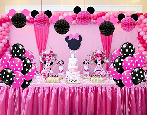 Kreatwow Artículos de Fiesta de cumpleaños temáticos de Minnie Decoraciones para el 1 ° 2 ° 3 ° cumpleaños Baby Shower