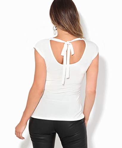 KRISP Top Mujer Original Elegante Camiseta Fruncido Blusa Tallas Grandes Camisa Fiesta, (Crema (3540), 48 EU (20 UK)), 3540-CRM-20