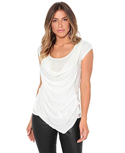 KRISP Top Mujer Original Elegante Camiseta Fruncido Blusa Tallas Grandes Camisa Fiesta, (Crema (3540), 48 EU (20 UK)), 3540-CRM-20