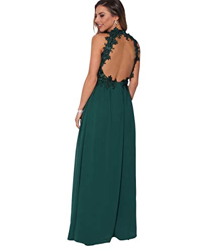 KRISP Vestido Fiesta Largo Dama de Honor Corte Imperio Invitada Boda Tallas Grandes Elegante Madrina Ceremonia, (Verde Oscuro (4812), 36 EU (08 UK)), 4812-DKGRN-08