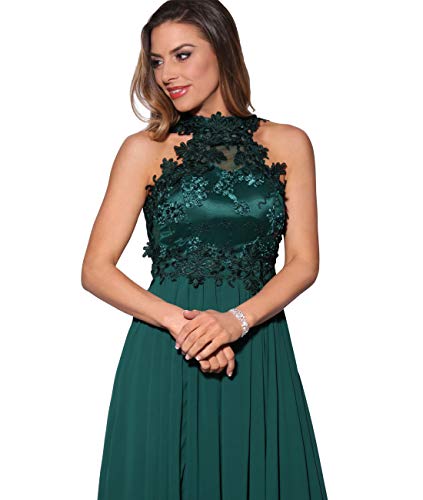 KRISP Vestido Fiesta Largo Dama de Honor Corte Imperio Invitada Boda Tallas Grandes Elegante Madrina Ceremonia, (Verde Oscuro (4812), 36 EU (08 UK)), 4812-DKGRN-08