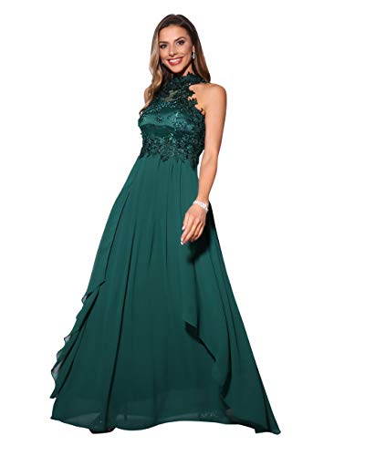 KRISP Vestido Fiesta Largo Dama de Honor Corte Imperio Invitada Boda Tallas Grandes Elegante Madrina Ceremonia, (Verde Oscuro (4812), 36 EU (08 UK)), 4812-DKGRN-08