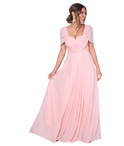 KRISP Vestido Fiesta Largo Talla Grande Boda Elegante Plisado Noche, (Rosa (4815), 48 EU (20 UK)), 4815-PNK-20, Rosa (4815), 48 EU (20 UK), 4815-PNK-20