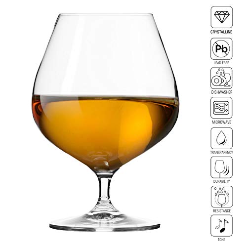 Krosno Copas Coñac Brandy Helado Postre Balon Vaso | Conjunto 6 Piezas | 500 ML | Elite Collection Uso en Casa, Restaurante y en Fiestas | Apto para Microondas y Lavavajillas