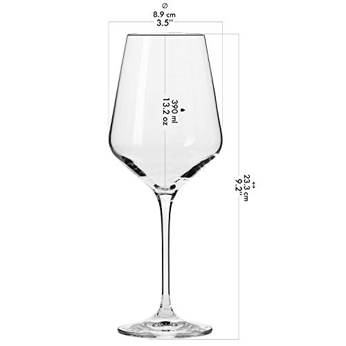 Krosno Copas de Vino Blanco | Conjunto 6 Piezas | 390 ML | Avant-Garde Collection Uso en Casa, Restaurante y en Fiestas | Apto para Microondas y Lavavajillas