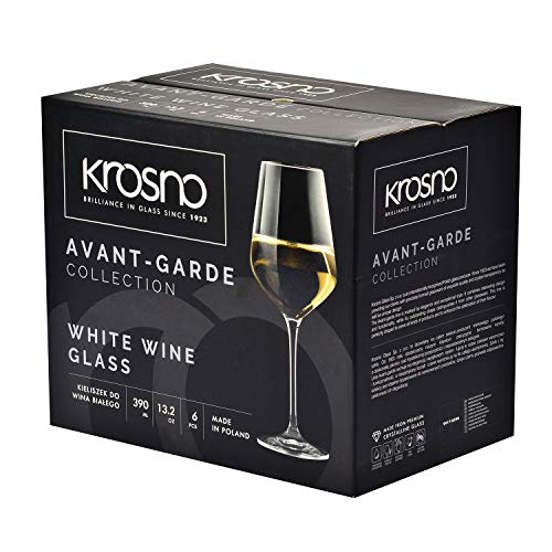 Krosno Copas de Vino Blanco | Conjunto 6 Piezas | 390 ML | Avant-Garde Collection Uso en Casa, Restaurante y en Fiestas | Apto para Microondas y Lavavajillas
