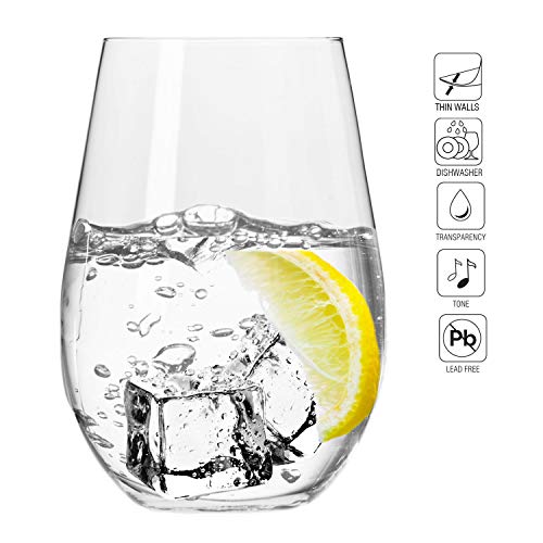 Krosno Copas de Vino Tinto sin Tallo | 580 ML | Harmony Collection | Vasos de Agua Jugo Highball Uso en Casa, Restaurante y en Fiestas | Apto para Microondas y Lavavajillas