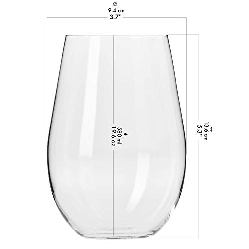 Krosno Copas de Vino Tinto sin Tallo | 580 ML | Harmony Collection | Vasos de Agua Jugo Highball Uso en Casa, Restaurante y en Fiestas | Apto para Microondas y Lavavajillas