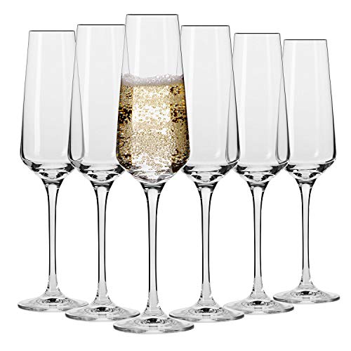 Krosno Copas Flauta Boda Cava de Champán | Conjunto 6 Piezas | 180 ML | Avant-Garde Collection Uso en Casa, Restaurante y en Fiestas | Apto para Microondas y Lavavajillas