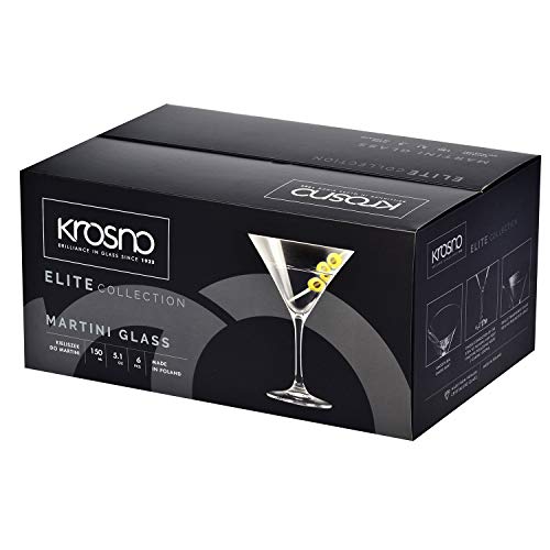 Krosno Copas Martini Cóctel | Conjunto 6 Piezas | 150 ML | Elite Collection Uso en Casa, Restaurante y en Fiestas | Apto para Microondas y Lavavajillas