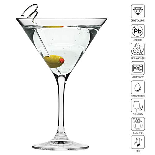 Krosno Copas Martini Cóctel | Conjunto 6 Piezas | 150 ML | Elite Collection Uso en Casa, Restaurante y en Fiestas | Apto para Microondas y Lavavajillas