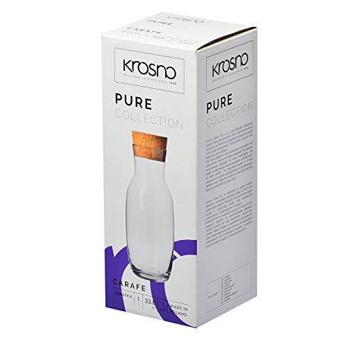 Krosno Jarra Garrafa Agua Zumo con Corcho Tapa | 1000 ML | Pure Collection Uso en Casa, Restaurante y en Fiestas | Apto para lavavajillas y Microondas