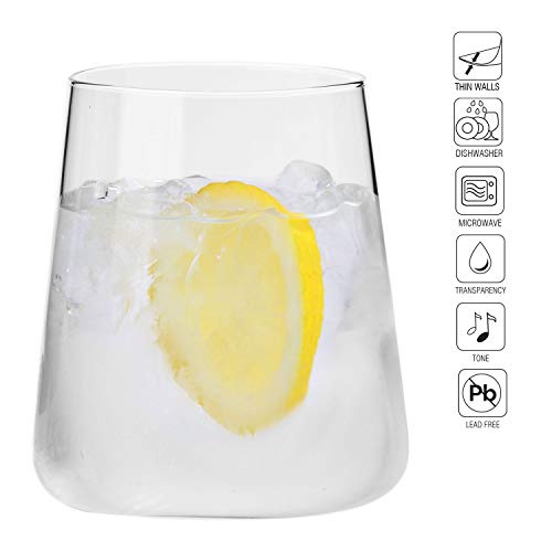 Krosno Vasos de Agua Gin Tumbler | Conjunto 6 Piezas | 380 ML | Avant-Garde Collection Uso en Casa, Restaurante y en Fiestas | Apto para Microondas y Lavavajillas