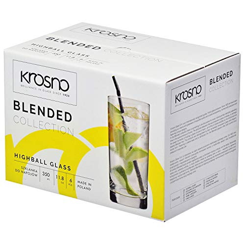 Krosno Vasos de Agua Jugo | Conjunto de 6 Piezas | 350 ML | Blended Collection Uso en Casa, Restaurante y en Fiestas | Apto para Microondas y Lavavajillas