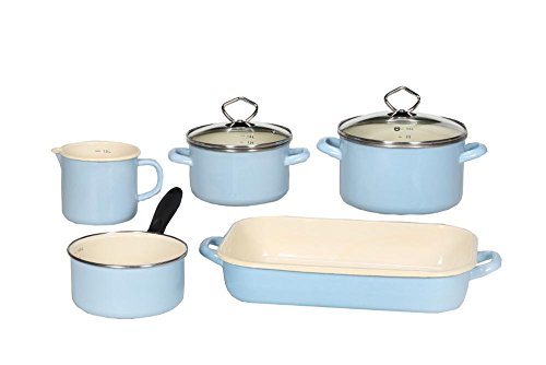 Krüger Batería de Cocina, Esmalte, Azul