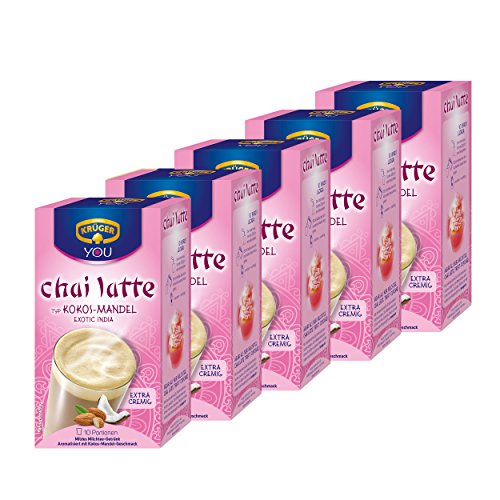 Krüger Chai Latte Exotic India, Coco de almendra, lávalo Leche Té tipos, 50 Mucha Bolsa