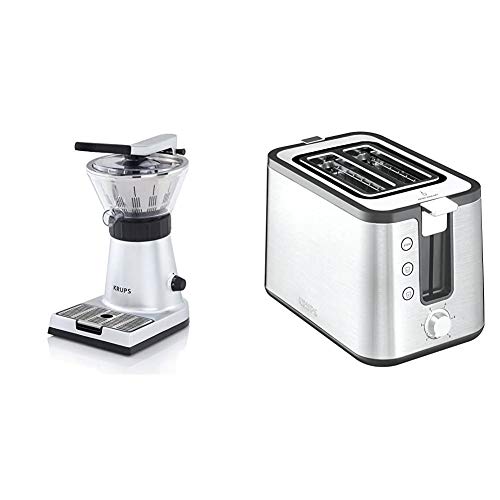 Krups Citrus Press ZX7000 - Exprimidor con tapa y clip para sujetar cítricos, filtro de pulpa + KH442D 2slice(s) 720W Acero inoxidable - Tostador (2 rebanada(s), Acero inoxidable, 720 W)