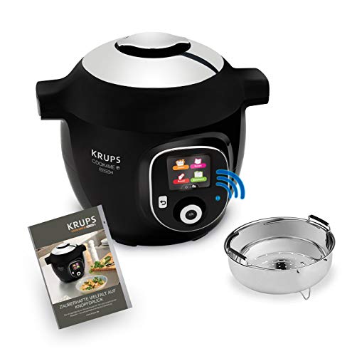 Krups CZ7158 Cook4Me+ Connect - Olla a presión eléctrica (1600 W, incluye aplicación gratuita, control Bluetooth, 4 L), color negro y gris