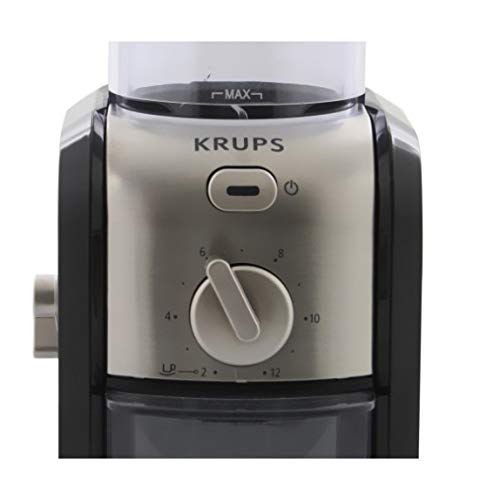 Krups GVX242 Molinillo de café profesional con sistema de muelas con torno-molido y 17 ajustes de triturado, de más fino a más grueso, potencia 100 W, Negro