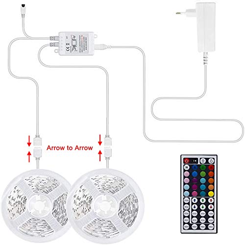 Ksipze Tiras LED 10M Luces LED Habitacion 20 Colores 8 Modos para Tira Led, Dormitorio, TV, Hogar, Cocina, Decoración Navideña, Tira de Iluminación LED RGB Brillante，2pcsX5m