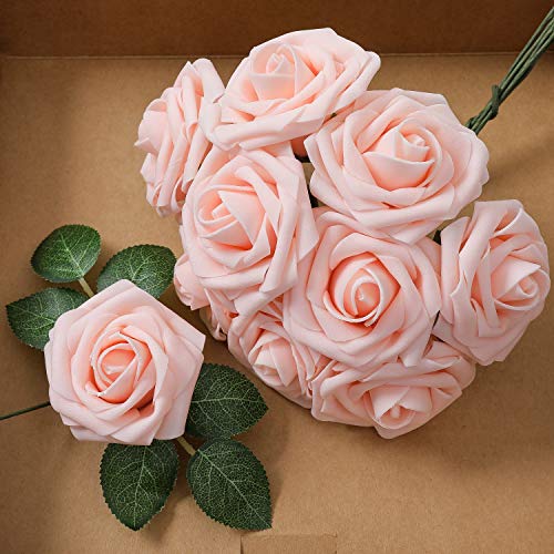 Ksnnrsng Flores Rosas Artificiales Espuma Rosa Falsa para Manualidades, Ramos de Novia, centros de Mesa, Despedidas de Soltera y Decoración del Hogar (25 Piezas, Rosa Claro)