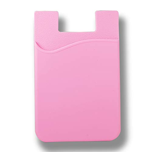 KSTORE365 Tarjetero Porta Tarjetas Adhesivo para Móviles De Silicona (Rosa Clarito)