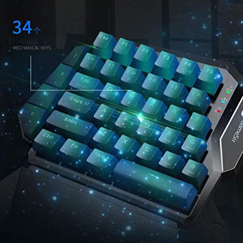 KUANDARMX Inalámbrico Teclado Gaming para Una Sola Mano Ergonomica Teclado Gaming De Una Mano Personalizable con Memoria Integrada, Teclas Y Macros Programables, Black