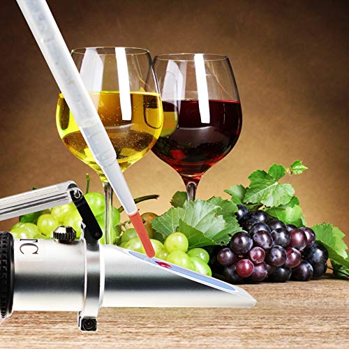 Kücheks Refractómetro de Mano para Vino y Alcohol con Escala Dual Brix 0-40% 0-25% Vol Probador óptico para UVA enología Herramienta de elaboración casera de enólogos