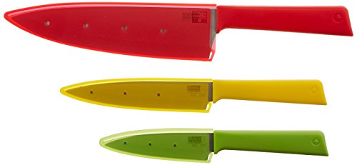 Kuhn Rikon 26689 26586 Colori Titanium - Cuchillo para armar (acero inoxidable, 18/8), color verde, amarillo y rojo