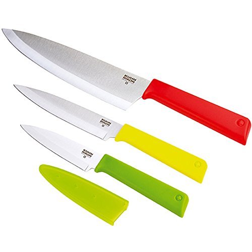 Kuhn Rikon 26689 26586 Colori Titanium - Cuchillo para armar (acero inoxidable, 18/8), color verde, amarillo y rojo