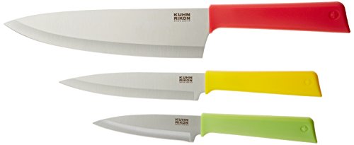 Kuhn Rikon 26689 26586 Colori Titanium - Cuchillo para armar (acero inoxidable, 18/8), color verde, amarillo y rojo