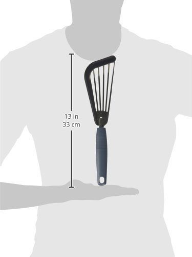 KUHN RIKON Espátula de Cocina ranurada con Recubrimiento Silicona en los Bordes para no rallar Las sartenes antiadherentes, Negra, 32 x 8.5 x 1.5 cm, Poliamida, Acero Inoxidable