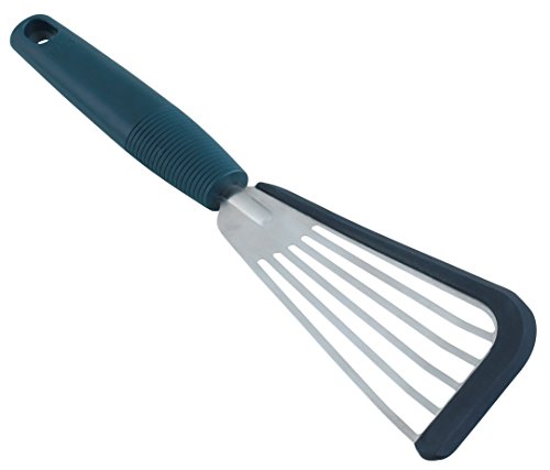 KUHN RIKON Espátula de Cocina ranurada con Recubrimiento Silicona en los Bordes para no rallar Las sartenes antiadherentes, Negra, 32 x 8.5 x 1.5 cm, Poliamida, Acero Inoxidable