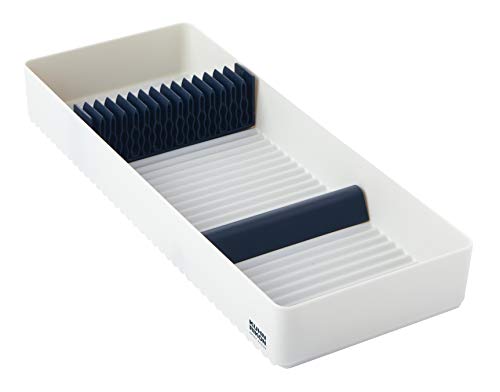 KUHN RIKON, Organizador de cuchillos para cajón de cocina, WAVE, Blanco/Azul Aciano Oscuro, Una Talla