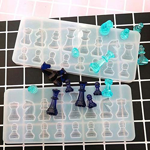 Kuizhiren1 Molde de silicona para fondant DIY, molde para manualidades, piezas de ajedrez, molde de silicona para hacer joyas, molde de epoxi, herramienta de manualidades hecha a mano