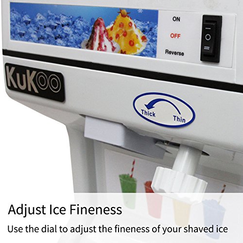 KUKOO - Máquina para Cortar el Hielo para Granizados y Postres 120kg con Hoja de Acero y Espesor Hielo Regulable